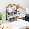 Organisateur de rack d'épices pour armoire en métal fil à 2 niveaux Organisateur de comptoir de cuisine pliable